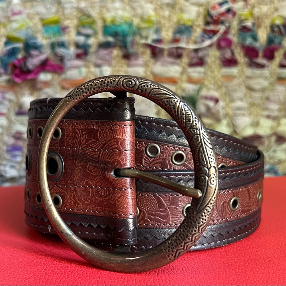 Boho brown belt with beautiful patterns